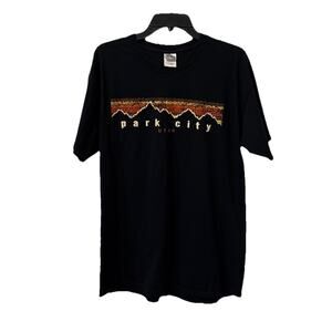 GILDAN T Shirt- Park City, Utah-Black-Large-100% Cotton!